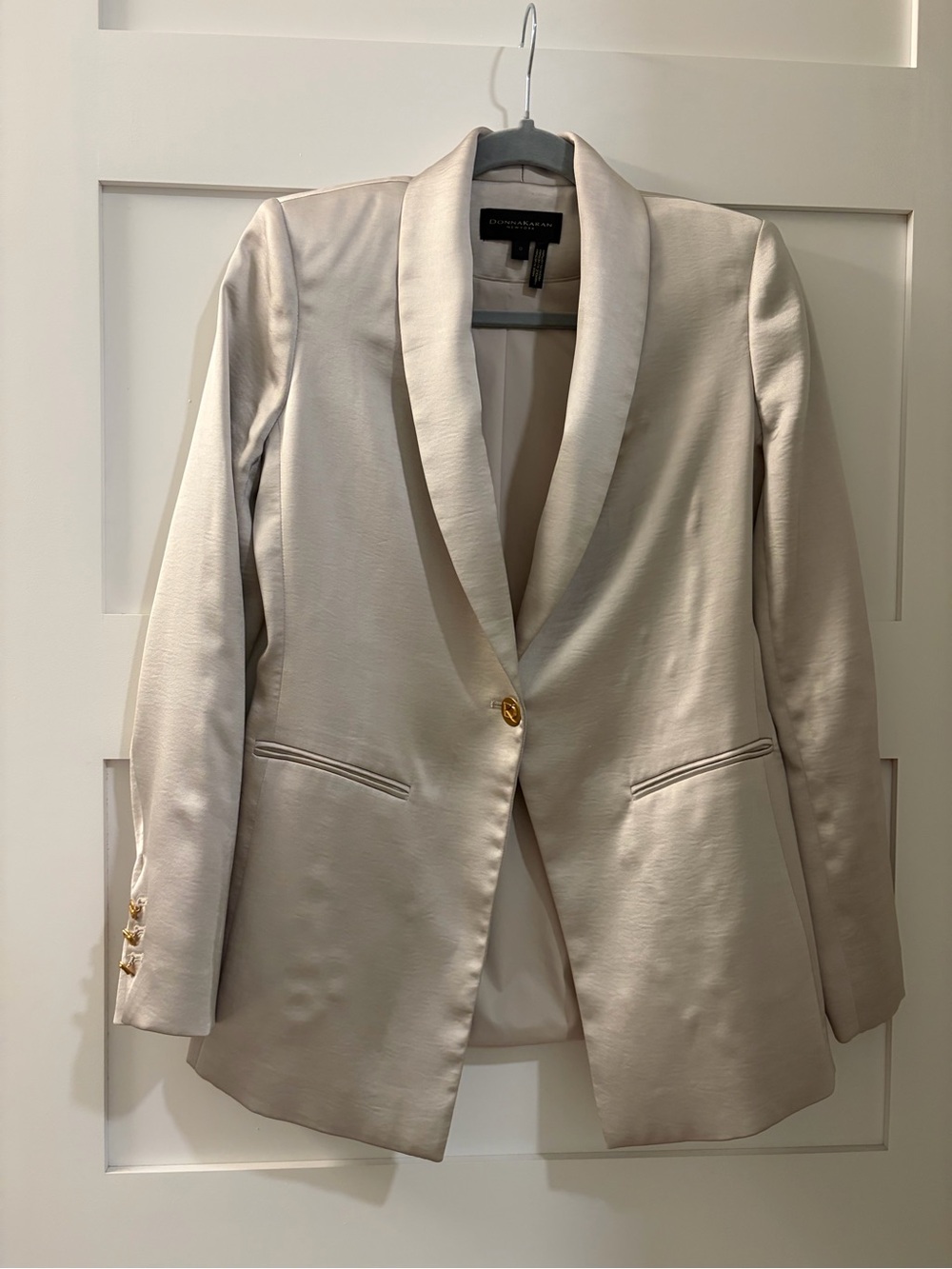 Banana Republic Cream Satin Single-Button Shawl Collar Blazer